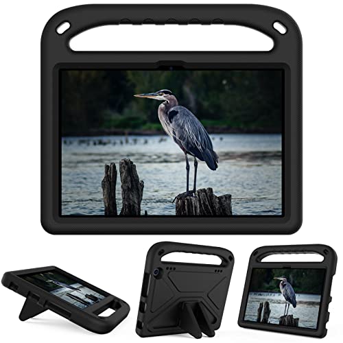 Kinder-Tablet-Hülle, kompatibel mit Amazon Fire HD 8 & 8 Plus (2020/2022), Hülle mit Ständer, strapazierfähig, stoßfest, EVA-Schutzhülle mit Griff/Schultergurt, Schwarz von HUOLUNGJIN