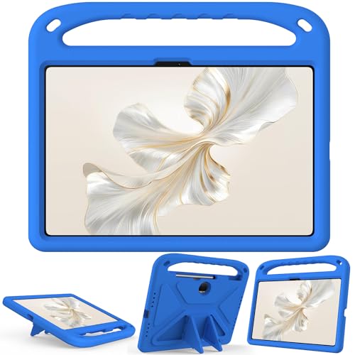 Kinder-Tablet-Hülle, kompatibel mit Honor Pad 9 12,1 Zoll, mit Ständer, strapazierfähig, stoßfest, EVA-Schutzhülle mit Griff/Schultergurt, Stoßschutz, Kinderabdeckung (blau) von HUOLUNGJIN