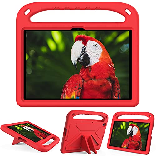 Kinder-Tablet-Hülle, kompatibel mit Honor Pad X8 25,7 cm (10,1 Zoll), mit Ständer, strapazierfähig, stoßfest, EVA-Schutzhülle mit Griff/Schultergurt, Stoßschutz, Kinderabdeckung, Rot von HUOLUNGJIN