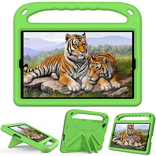 Kinder-Tablet-Hülle, kompatibel mit Xiaomi Mi Pad 4 Plus 25,7 cm (10,1 Zoll), mit Ständer, strapazierfähig, stoßfest, EVA-Schutzhülle mit Griff/Schultergurt, Stoßschutz, Kinderabdeckung, Grün von HUOLUNGJIN