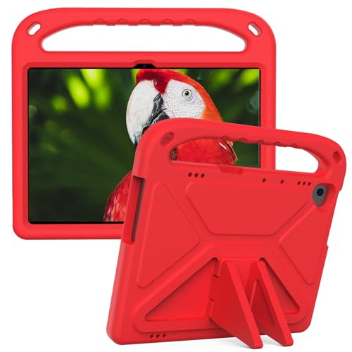 Kompatibel mit Huawei Enjoy Tablet 2 / MatePad T10/T10S Kinder-Schutzhülle mit Ständer, strapazierfähig, stoßfest, EVA-Schutzhülle mit Griff/Schultergurt, Stoßschutz, für Kinder, Rot von HUOLUNGJIN