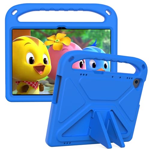 Kompatibel mit Huawei MediaPad T5 (10,1 Zoll) Kinder-Schutzhülle mit Ständer, strapazierfähig, stoßfest, EVA-Schutzhülle mit Griff/Schultergurt, Blau von HUOLUNGJIN