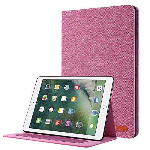 Schlanke Tablet-Hülle, kompatibel mit iPad 6. / 5. Generation, 24,6 cm (9,7 Zoll), Version 2018/2017, ultradünn, klappbar, Standfunktion, automatische Wake-/Sleep-Funktion, weiche TPU-Rückseite, Rosa von HUOLUNGJIN