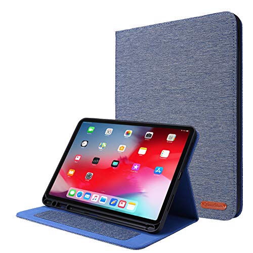 Schlanke Tablet-Hülle, kompatibel mit iPad Air 6. Generation, 27,9 cm (11 Zoll), mit Stifthalter, stoßfest, Smart-Folio-Schutzhülle mit automatischer Wake-/Sleep-Funktion, weiche TPU-Rückseite, Blau von HUOLUNGJIN