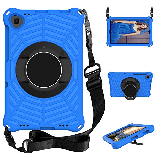 Stoßfeste Schutzhülle für Kinder, kompatibel mit Xiaomi Mi Pad 4 Plus (10,1 Zoll), leichte, ungiftige EVA-Schutzhülle mit drehbarem Ständer, Griff und verstellbarem Schultergurt, Blau von HUOLUNGJIN