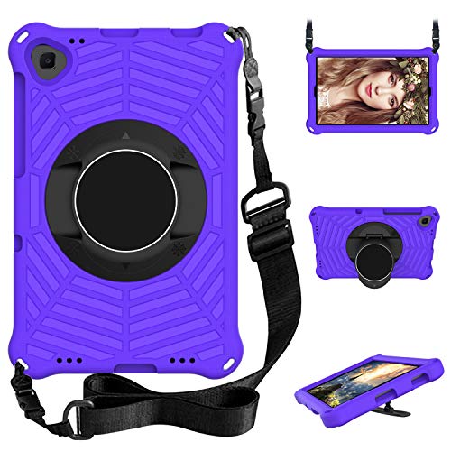Stoßfeste Schutzhülle für Kinder, kompatibel mit Xiaomi Mi Pad 4 Plus (10,1 Zoll) – leichte, ungiftige EVA-Schutzhülle mit drehbarem Ständer, Griff und verstellbarem Schultergurt, Violett von HUOLUNGJIN