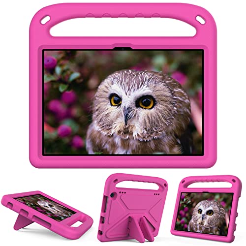 Tablet-Schutzhülle für Kinder, kompatibel mit Amazon Fire HD 8 und 8 Plus (2020/2022), Hülle mit Ständer, strapazierfähig, stoßfest, EVA-Schutzhülle mit Griff/Schultergurt, Rosa von HUOLUNGJIN