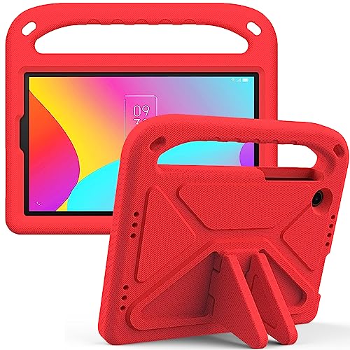 Tablet-Schutzhülle für Kinder, kompatibel mit TCL Tab 8 LE 20,3 cm (8 Zoll), mit Ständer, strapazierfähig, stoßfest, EVA-Schutzhülle mit Griff/Schultergurt, Rot von HUOLUNGJIN