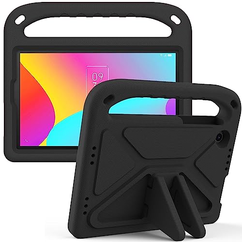Tablet-Schutzhülle für Kinder, kompatibel mit TCL Tab 8 LE 20,3 cm (8 Zoll), mit Ständer, strapazierfähig, stoßfest, EVA-Schutzhülle mit Griff/Schultergurt, Schwarz von HUOLUNGJIN