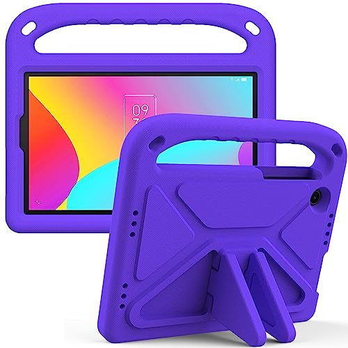 Tablet-Schutzhülle für Kinder, kompatibel mit TCL Tab 8 LE 20,3 cm (8 Zoll), mit Ständer, strapazierfähig, stoßfest, EVA-Schutzhülle mit Griff/Schultergurt, Stoßschutz, Kinderabdeckung, Violett von HUOLUNGJIN
