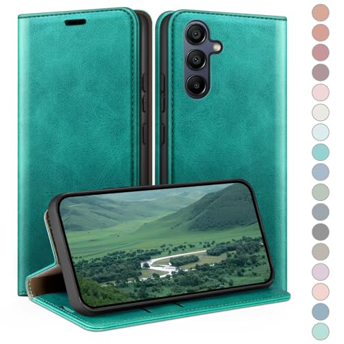 HUOUH für Samsung Galaxy A14 5G 4G Hülle mit RFID Schutzhülle aus Lederhülle Handyhülle,360 Grad Schutz Case,Kartenfach Leder ständer Handy hülle für Samsung A14 Klapphülle Wallet Cover Blaugrün HUOUH für Samsung Galaxy A14 5G 4G Hülle mit RFID Schutzhülle aus Lederhülle Handyhülle,360 Grad Schutz Case,Kartenfach Leder ständer Handy hülle für Samsung A14 Klapphülle Wallet Cover Blaugrün von HUOUH