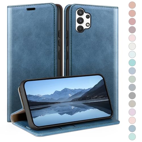 HUOUH für Samsung Galaxy A33 5G Hülle mit RFID Schutzhülle aus Lederhülle Handyhülle,Kartenfach Leder ständer Handy hülle,360 Grad Schutz Cover für Samsung A33 Klapphülle Wallet Case Leuchtend Blau HUOUH für Samsung Galaxy A33 5G Hülle mit RFID Schutzhülle aus Lederhülle Handyhülle,Kartenfach Leder ständer Handy hülle,360 Grad Schutz Cover für Samsung A33 Klapphülle Wallet Case Leuchtend Blau von HUOUH