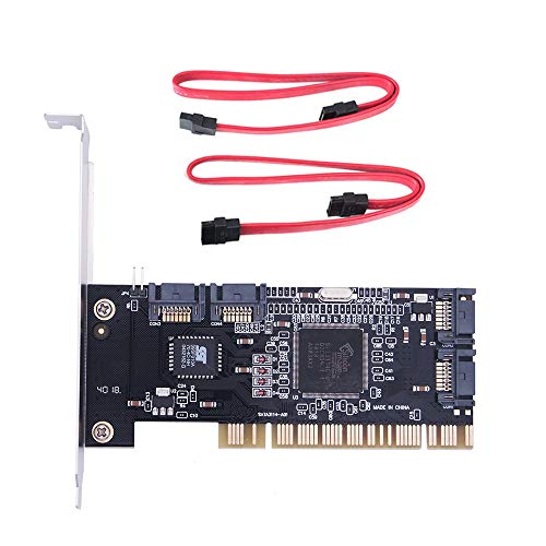 HUPYOMLER Interne Erweiterungskarte mit 4 Anschlüssen, PCI-SATA-Controller, mit zwei SATA-Kabeln, für Desktop-PC, unterstützt SATA-Festplatte von HUPYOMLER