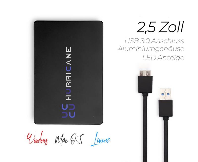 HURRICANE MD25U3 schwarz 80GB 2.5 Zoll Externe tragbare Festplatte USB 3.0 externe HDD-Festplatte (80GB) 2.5", für Fotos smart TV PC Mac Laptop Computer Xbox von HURRICANE