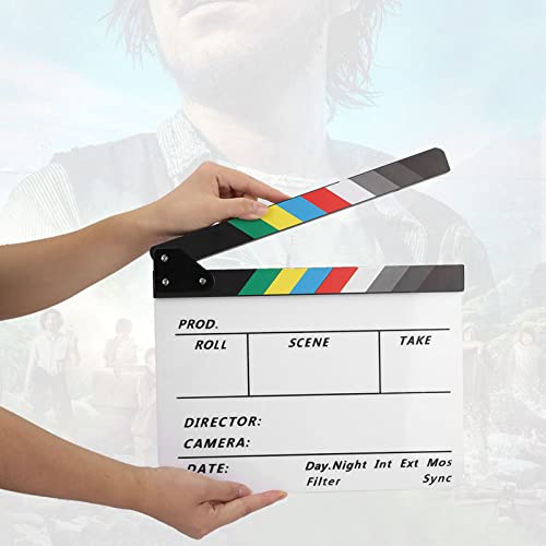 Film Slate, Acrylfilm Regisseure Clapboard Professional Movie Directors Clapboard Acryl -Regisseur Szene Clapperboard TV Movie Action Board Film Cut Prop mit Stift (Buntes Whiteboard Pav1) von HURRISE