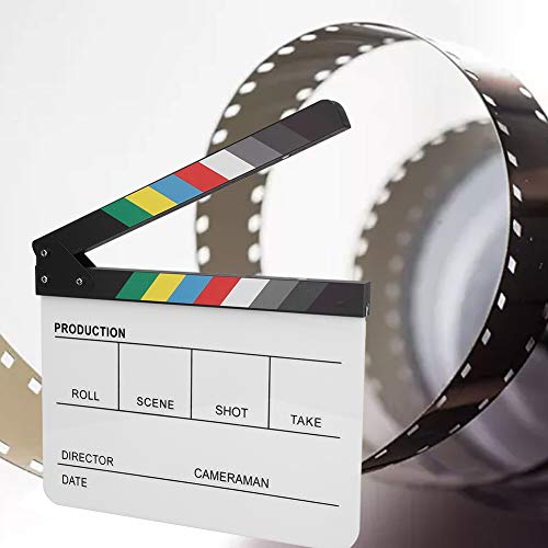 Professionelle Filmregisseure Clapboard, Acrylfilm -Filmregisseure Clapboard Slate Acryl -Regisseur Szene Clapperboard TV Movie Action Board Film Cut Prop mit Stift (Buntes Whiteboard PAV1CWE3) von HURRISE