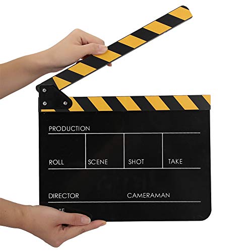 Professionelle Filmregisseure Clapboard, Acrylfilm -Filmregisseure Clapboard Slate Acryl -Regisseur Szene Clapperboard TV Movie Action Board Film Cut Prop mit Stift (Schwarz -Gelb Blackboard Professionelle Filmregisseure Clapboard, Acrylfilm -Filmregisseure Clapboard Slate Acryl -Regisseur Szene Clapperboard TV Movie Action Board Film Cut Prop mit Stift (Schwarz -Gelb Blackboard von HURRISE