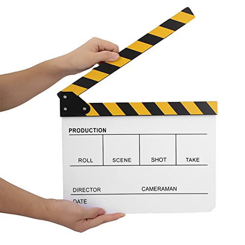 Professionelle Filmregisseure Clapboard, Acrylfilm -Filmregisseure Clapboard Slate Acryl -Regisseur Szene Clapperboard TV Movie Action Board Film Cut Prop mit Stift (Schwarz -Gelb -weiße Brett Professionelle Filmregisseure Clapboard, Acrylfilm -Filmregisseure Clapboard Slate Acryl -Regisseur Szene Clapperboard TV Movie Action Board Film Cut Prop mit Stift (Schwarz -Gelb -weiße Brett von HURRISE