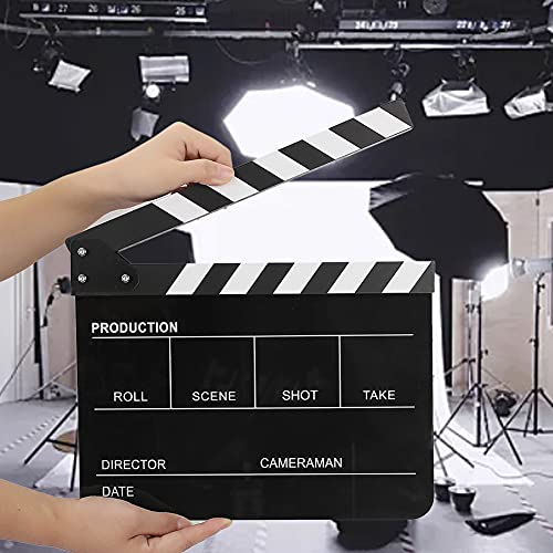 Professionelle Filmregisseure Clapboard, Acrylfilm -Filmregisseure Clapboard Slate Acryl -Regisseur Szene Clapperboard TV Movie Action Board Film Cut Prop mit Stift (Schwarz -Weiß -Blackboard Professionelle Filmregisseure Clapboard, Acrylfilm -Filmregisseure Clapboard Slate Acryl -Regisseur Szene Clapperboard TV Movie Action Board Film Cut Prop mit Stift (Schwarz -Weiß -Blackboard von HURRISE