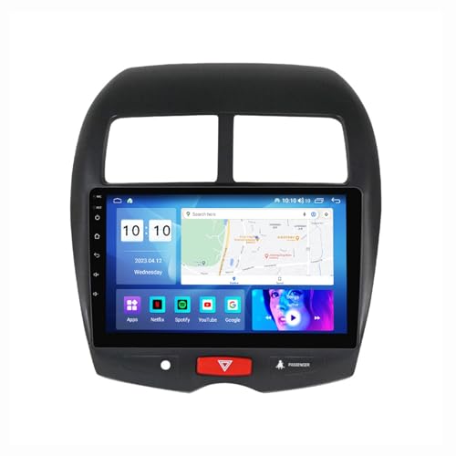 Android 12 Autoradio Mit Navi 2 Din 9 Zoll Touchscreen Autoradio Für Mitsubishi ASX 2010-2016 Mit Carplay Android Auto,mit RDS Bluetooth FM AM Lenkradsteuerung Rückfahrkamera ( Color : M1 1+16G ) von HURUMA