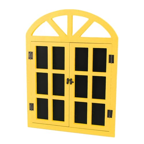 Gefälschtes Fenster -Tafelschild, Fensterförmiges Design, Message Board für Wanddekoration, Einfaches Aufhängen, Intelligentes Elektrometerbox mit Geschlossenem Fenster und (Gelb) von HUSHUI