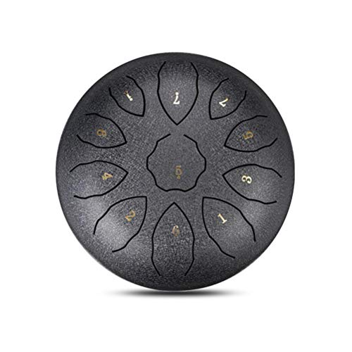 HUSHUI Steel Tongue Drum, Hanpan Drum 8 Zoll 11 Noten Zungentrommel Steel Tongue Drum Percussion Instrument mit Tasche Musikbuch Mallets Aufkleber für Erwachsene Yoga, Meditation von HUSHUI