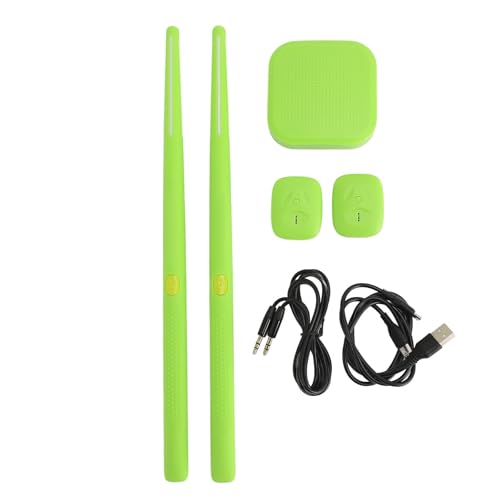 HUSHUI Tragbares Virtual-Reality-Drum-Set mit Sticks und Pedalen, Elektronisches Air-Drum-Ständer-Kit für Anfänger, Kinder und Erwachsene (Grün) von HUSHUI