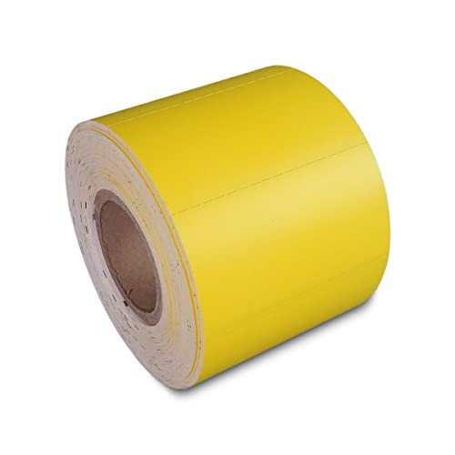 1 Rolle Thermo-Eco Kartonetiketten gelb auf Rolle 38x70 mm | Regaletiketten mit Perforation | für Thermodirektdrucker |HUTNER von HUTNER