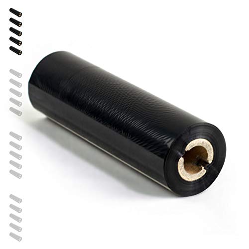 5 Rollen - Thermotransferrolle mit NUT 1/2 Zoll (ca. 13mm) Wachs Premium Qual: 110 | 110mm x 74m (Breite x Länge) | Farbe: schwarz | Thermotransferfolie für Desktopdrucker | HUTNER von HUTNER