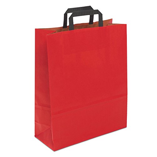 Papiertasche edel & stabil | 250 Stück rot 22+11x36 cm | Qualität aus deutscher Produktion | Tragetasche aus Papier | HUTNER von HUTNER