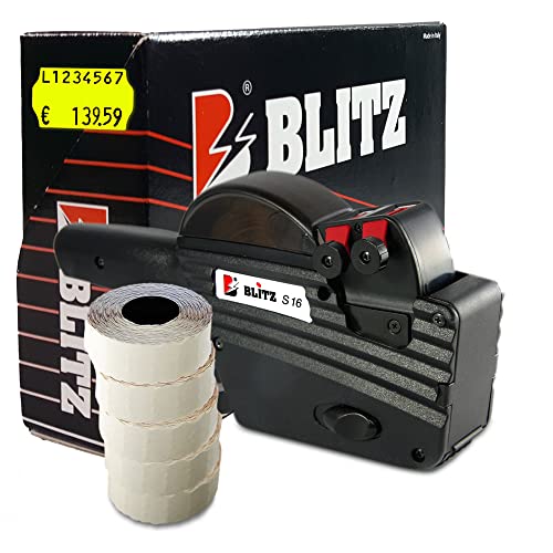 Preisauszeichner Set Blitz S16 inkl. 5 Rollen 26x16 Preisetiketten - leucht-gelb permanent | MHD Datumsauszeichner | HUTNER von HUTNER