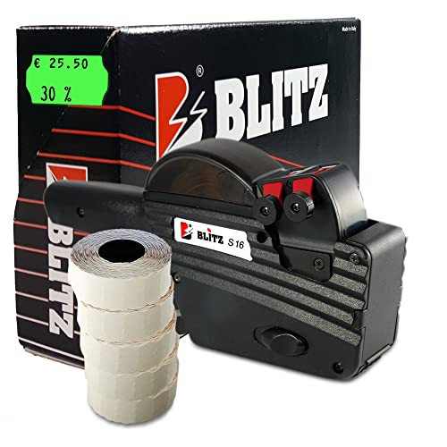 Preisauszeichner Set Blitz S16 inkl. 5 Rollen 26x16 Preisetiketten - leucht-grün permanent | MHD Datumsauszeichner | HUTNER von HUTNER