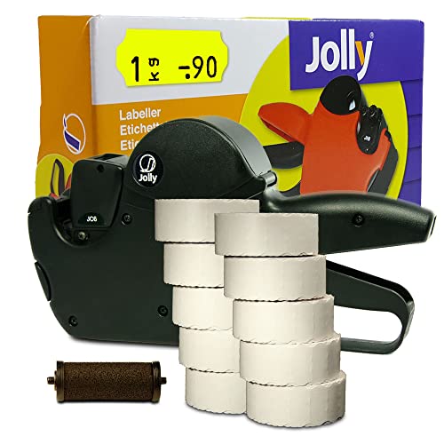 Preisauszeichner Set Jolly C6 inkl. 10 Rollen 26x12 Preisetiketten - leucht-gelb permanent + 1 Farbrolle | Auszeichner Jolly | HUTNER von HUTNER