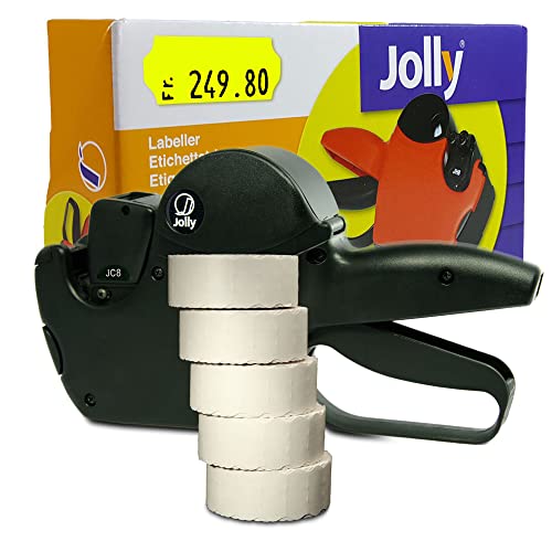 Preisauszeichner Set Jolly C8 inkl. 5 Rollen 26x12 Preisetiketten - leucht-gelb permanent | MHD Datumsauszeichner | HUTNER von HUTNER