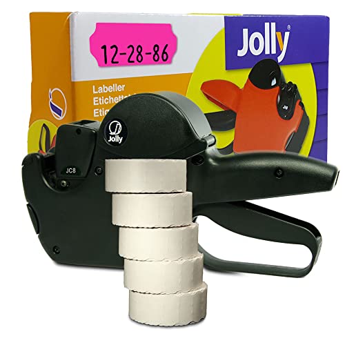 Preisauszeichner Set Jolly C8 inkl. 5 Rollen 26x12 Preisetiketten - leucht-pink permanent | MHD Datumsauszeichner | HUTNER von HUTNER