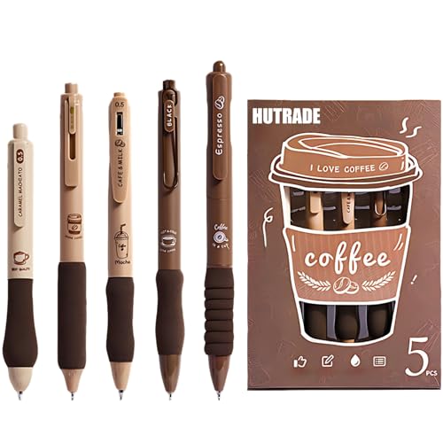 HUTRADE Kugelschreiber Hochwertig - 5 Stück Coole Stifte, 0.5mm Gelschreiber Schwarz Schnell Trocknende Tinte Schöne Gel Kugelschreiber für Schule Büro Zuhause Geeignet, Aesthetic School Stuff von HUTRADE