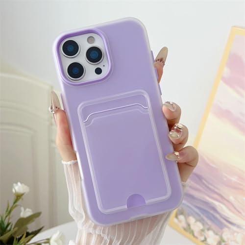 HUUMAGIC 2-in-1-Fotohülle mit Kartenhalter und Steckplatz für iPhone 16 15 14 Plus 13 12 11 Pro Max, Matte, durchsichtige Hülle (für iPhone 12 Pro Max/Klar-Lila) von HUUMAGIC