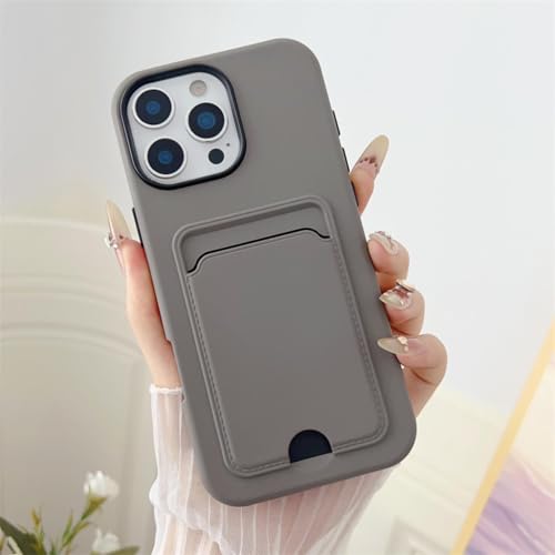 HUUMAGIC 2-in-1-Kartenhalter-Slot-Wallet-Fotohülle für iPhone 16 15 14 Plus 13 12 11 Pro Max Matte Clear Cover (für iPhone 12 Pro/Grau) von HUUMAGIC