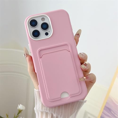 HUUMAGIC 2-in-1-Kartenhalter-Slot-Wallet-Fotohülle für iPhone 16 15 14 Plus 13 12 11 Pro Max Matte Clear Cover (für iPhone 13/Pink) von HUUMAGIC