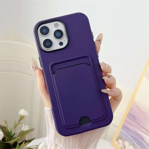 HUUMAGIC 2-in-1-Kartenhalter-Slot-Wallet-Fotohülle für iPhone 16 15 14 Plus 13 12 11 Pro Max Matte Clear Cover (für iPhone 15 Plus/Dunkelviolett) von HUUMAGIC