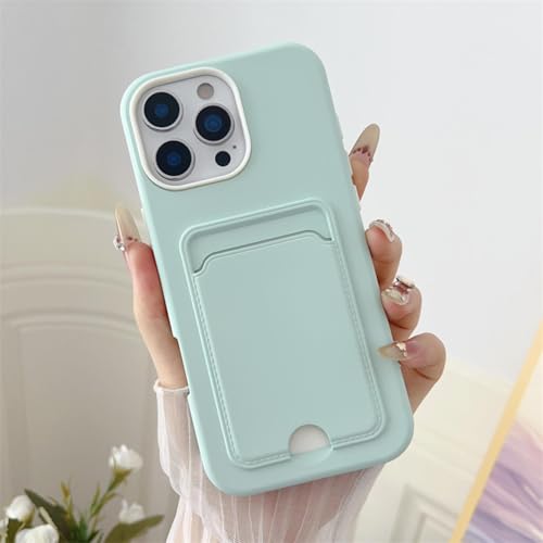 HUUMAGIC 2-in-1-Kartenhalter-Slot-Wallet-Fotohülle für iPhone 16 15 14 Plus 13 12 11 Pro Max Matte Clear Cover (für iPhone 15 Plus/Mintgrün) von HUUMAGIC