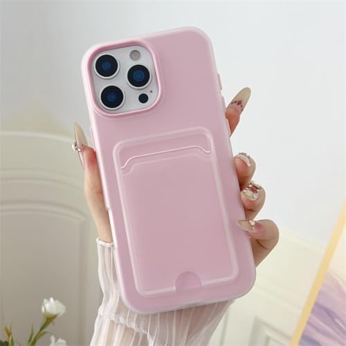 HUUMAGIC 2-in-1-Kartenhalter-Slot-Wallet-Fotohülle für iPhone 16 15 14 Plus 13 12 11 Pro Max Matte Clear Cover (iPhone 16 Pro/Clear Pink) von HUUMAGIC
