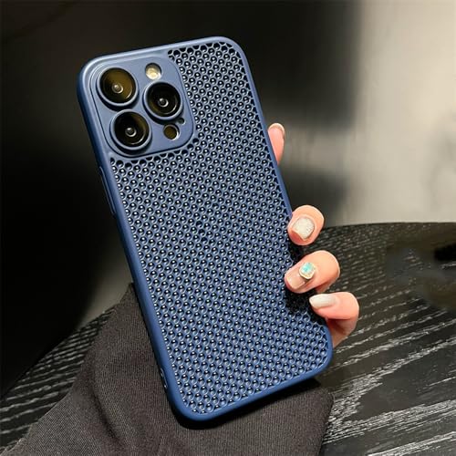 HUUMAGIC Kühlende Mesh-Skin-Glaslinsen-Schutzhülle für iPhone 15 14 11 12 13 Pro Max Plus Wärmeableitungsmatte Hartabdeckung, Marineblau, für iPhone 13Pro Max von HUUMAGIC