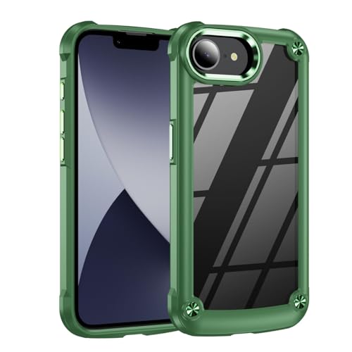 HUUMAGIC Luxuriöse, robuste Hülle für iPhone 16 15 14 13 12 11 Pro Max 16 Plus 16e, Silikon-Stoßfänger, transparente Hartschale (für iPhone 15 Pro Max/Dunkelgrün) von HUUMAGIC