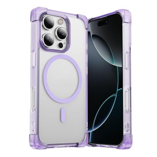 HUUMAGIC Wireless Charge Armor Matte Hülle für iPhone 16 15 14 13 12 11 Pro Max Plus Transparente Hülle (für iPhone 11 Pro/Lila) von HUUMAGIC