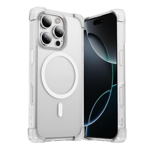 HUUMAGIC Wireless Charge Armor Matte Hülle für iPhone 16 15 14 13 12 11 Pro Max Plus Transparente Hülle (für iPhone 13 Pro Max/Klar) von HUUMAGIC