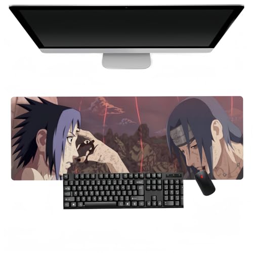 HUYHSD Uchiha Sasuke Uchiha Itachi Anime XXL Multifunktions-Gaming-Mauspad, Tastatur-Mauspad, rutschfeste Gummiunterseite, Gaming-Mauspad für Computer (800 x 300 mm) von HUYHSD