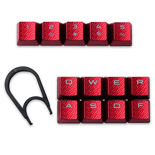 HUYUN Cherry MX Key Switch FPS & MOBA Gaming-Tastenkappen mit Hintergrundbeleuchtung, Ersatz für Corsair Gaming-Tastaturen (13 Tasten, rot) von HUYUN