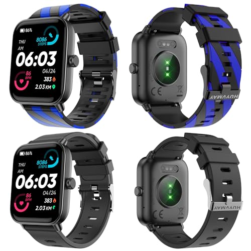 HUYVMAY Fitness Tracker Smartwatch Damen/Herren/Jugendliche mit Telefonfunktion,Alexa eingebaute Uhr, Sportuhr mit Herzfrequenz Schlafmonitor Schrittzähler 2 Uhrenarmbänder, Fitnessuhr für iOS Android von HUYVMAY
