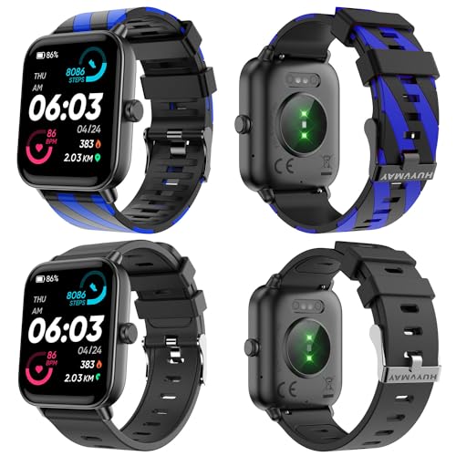 Smartwatch Fitness Tracker für Damen mit Telefonfunktion & Alexa Eingebaute, IP68 Wasserdichte Sportuhr mit Herzfrequenz Schlafmonitor Schrittzähler 2 Uhrenarmbänder, Fitnessuhr für iOS Android von HUYVMAY